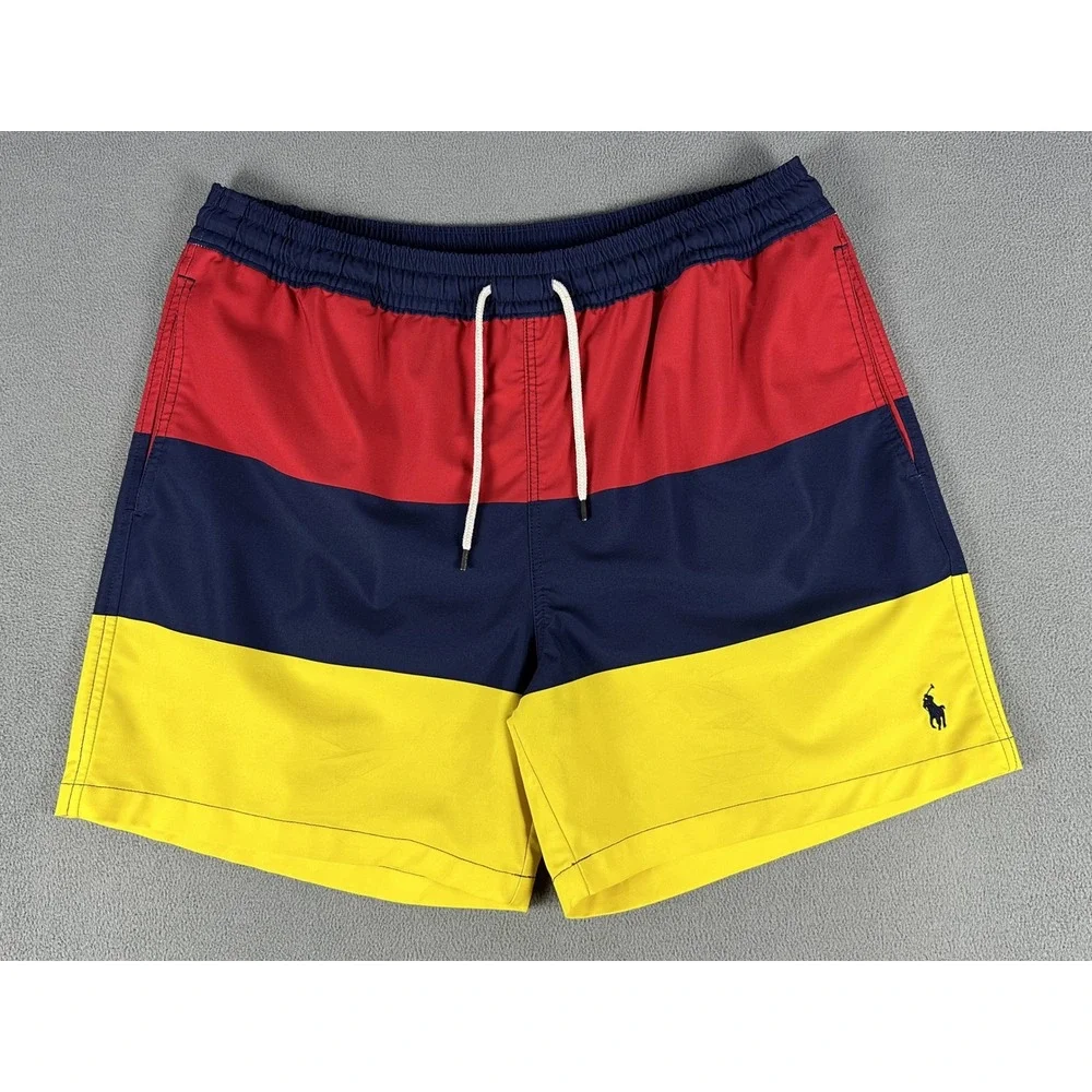 Polo Ralph Lauren Swim Trunks Shorts Large Blue Yellow Beach Volleyball Colorful